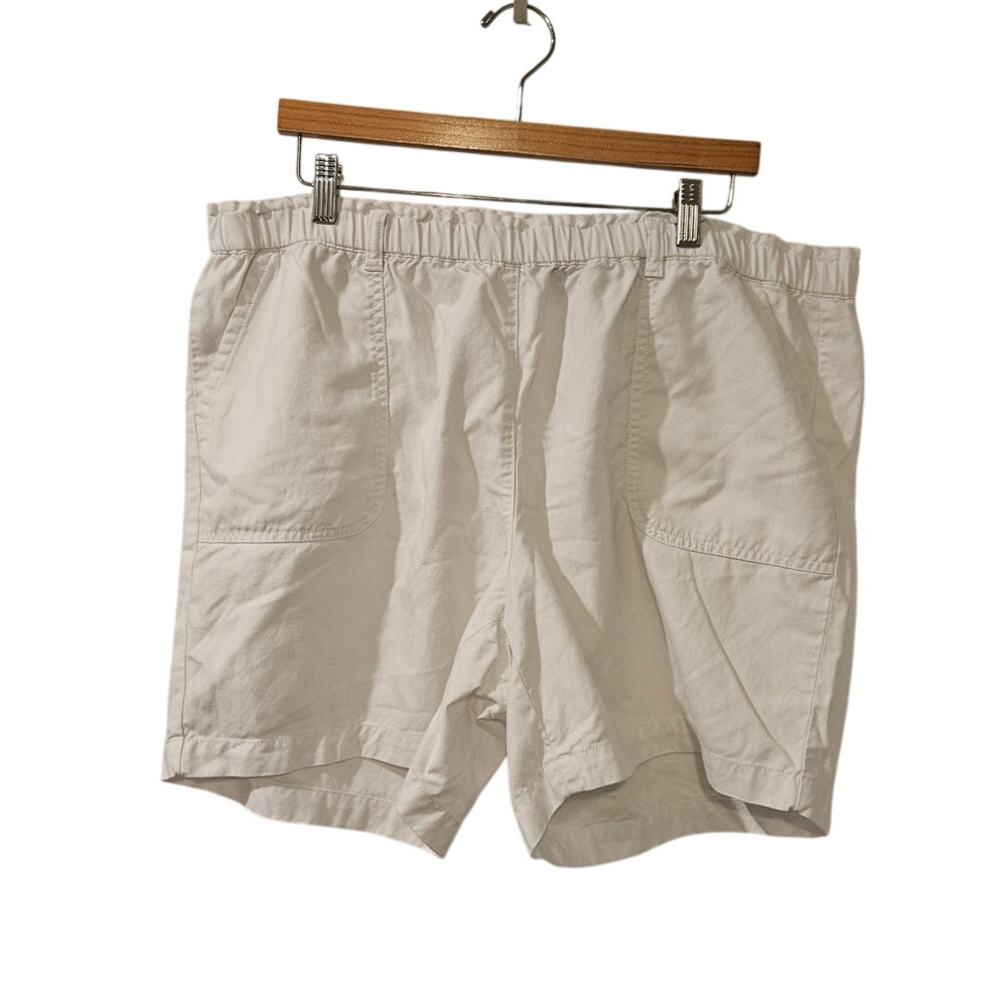 Talbots 2X Petite White Pull-On Shorts Cotton Tencel‎ Pockets Elastic Waist EUC